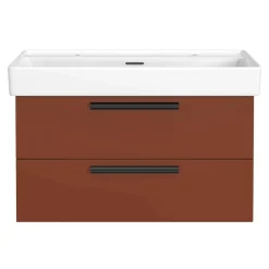 Dunkelroter Waschtisch für zwei Armaturen - Exeler^Wohnen Outlet