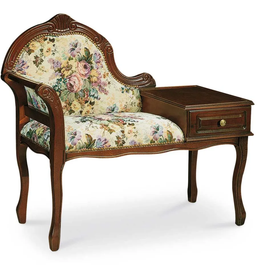 Wohnen Dunkle Telefonbank im Barock Stil Magari mit floralem Muster