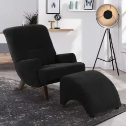 Dunkler Relaxsessel aus Velours Schwarz - Leverias^Wohnen Clearance