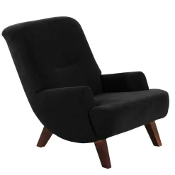 Dunkler Relaxsessel aus Velours Schwarz - Leverias^Wohnen Clearance