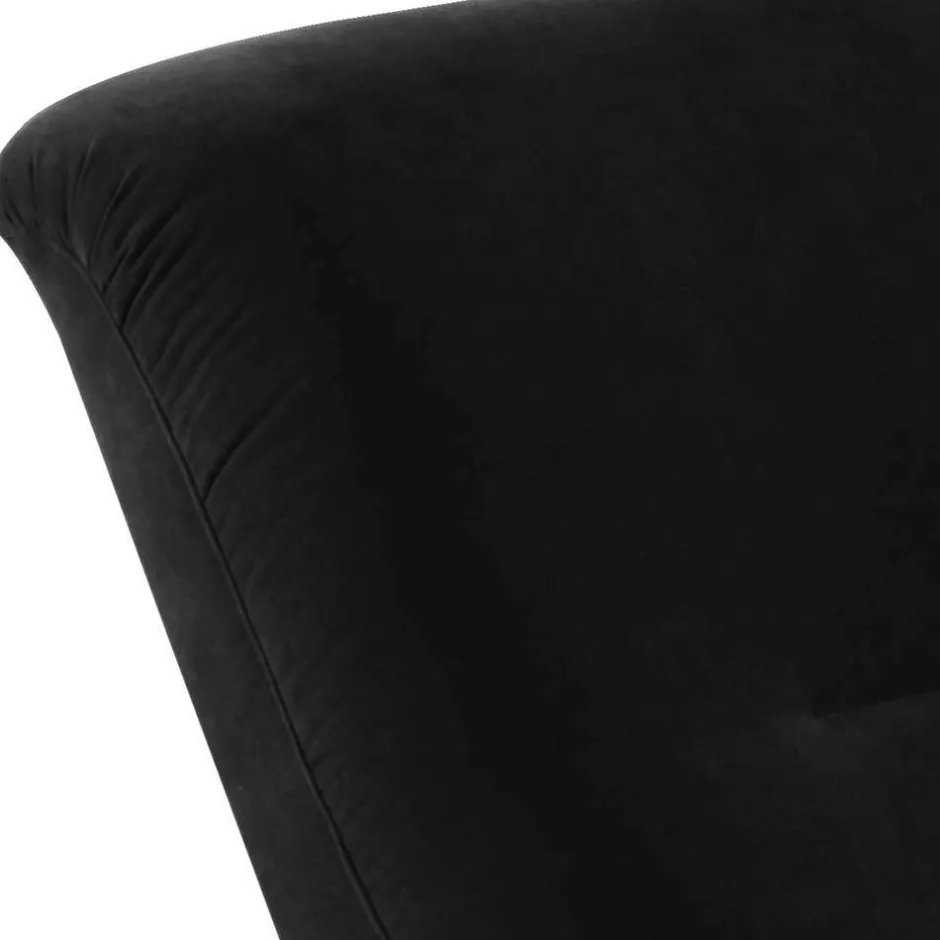 Dunkler Relaxsessel aus Velours Schwarz - Leverias^Wohnen Clearance