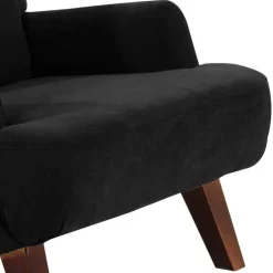 Dunkler Relaxsessel aus Velours Schwarz - Leverias^Wohnen Clearance