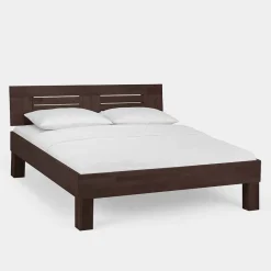 Wohnen Dunkles Massivholz Bett Ceolata in Buche Wenge lackiert