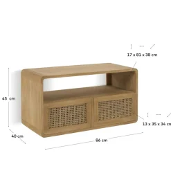 Wohnen Echtholz Waschtisch aus Teak mit Wiener Geflecht - Tiranny