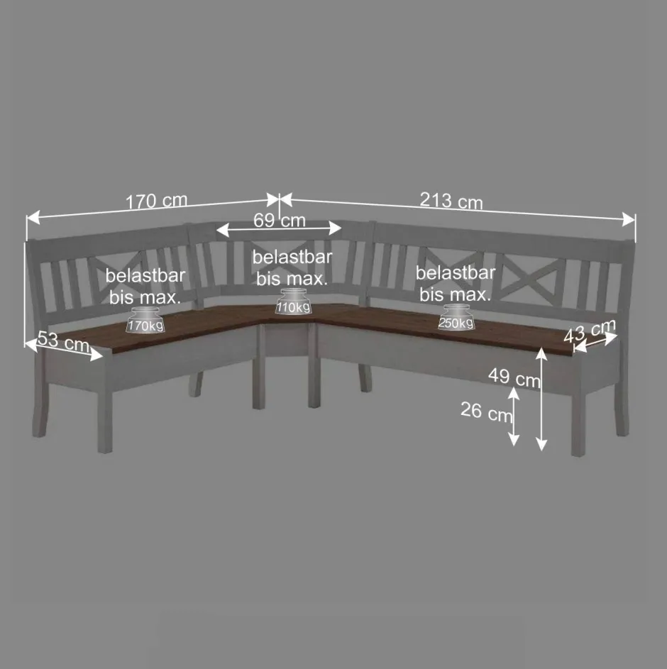 Eckbank Barlad in Massivholz Kiefer^Wohnen Sale