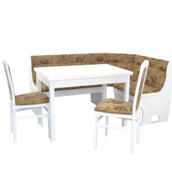 Wohnen Eckbankgruppe in Weiß mit Brauntönen - Penal (vierteilig)