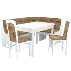 Wohnen Eckbankgruppe in Weiß mit Brauntönen - Penal (vierteilig)