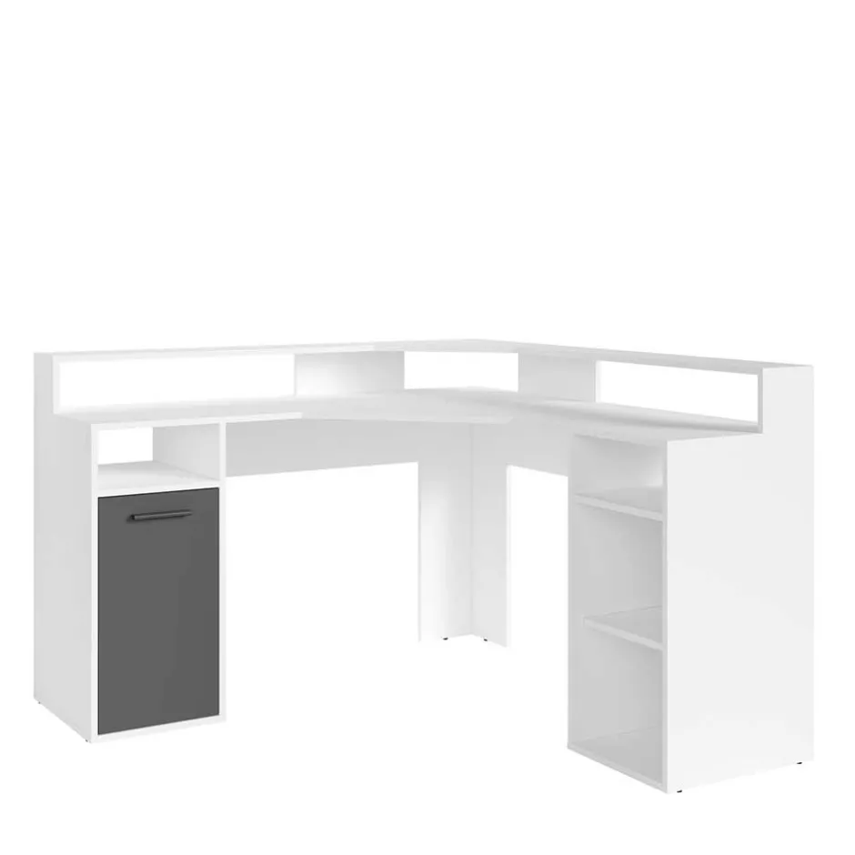 Eck-Computertisch in Weiß mit Anthrazit - Leoyaro^Wohnen Hot