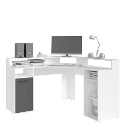 Eck-Computertisch in Weiß mit Anthrazit - Leoyaro^Wohnen Hot