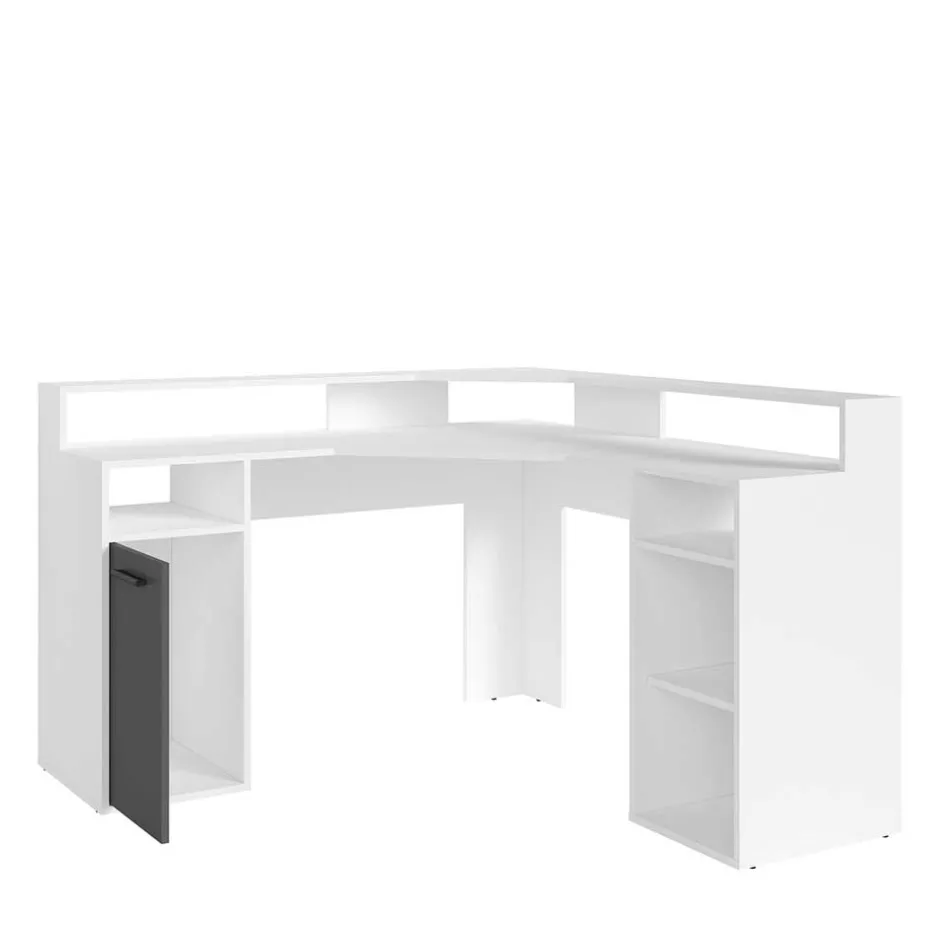 Eck-Computertisch in Weiß mit Anthrazit - Leoyaro^Wohnen Hot