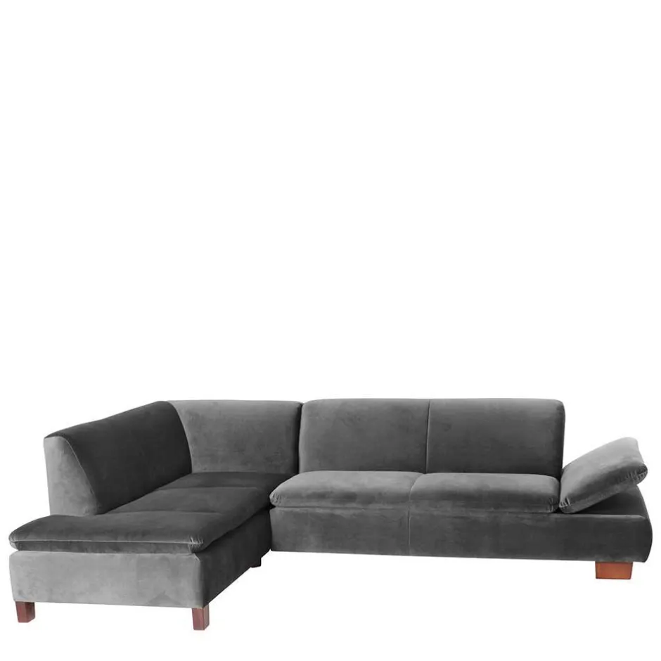 Eckcouch in Anthrazit mit Nussbaum Braun - Sevilaca^Wohnen Online