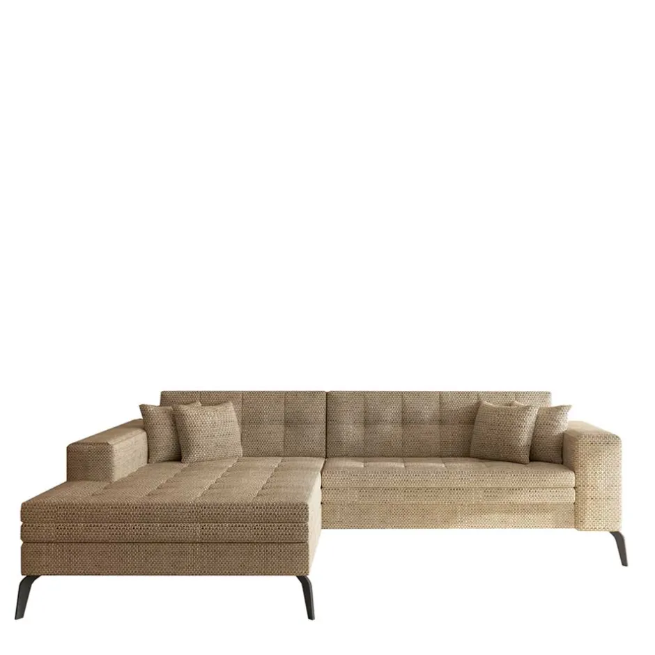 Wohnen Eckcouch in Beige Strukturstoff - Karibia