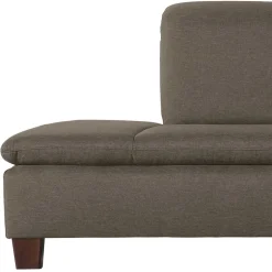 Eckcouch in Beigegrau mit Nussbaum - Abecra^Wohnen Discount