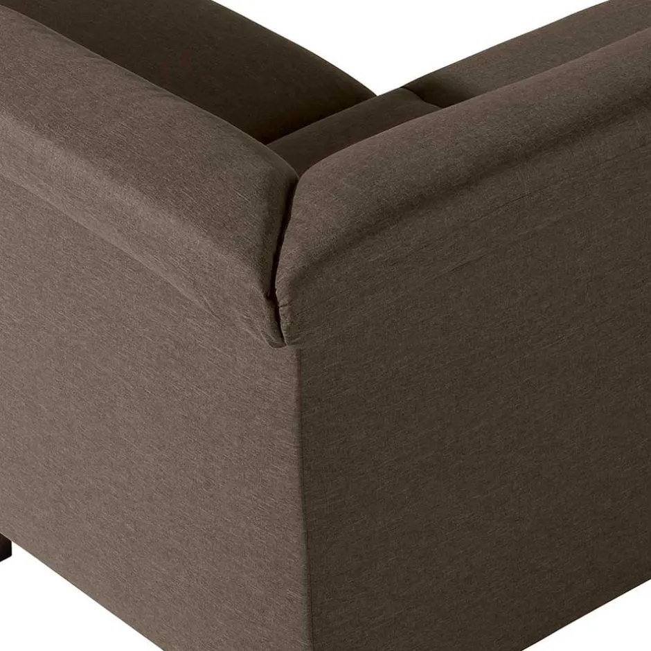 Eckcouch in Beigegrau mit Nussbaum - Abecra^Wohnen Discount