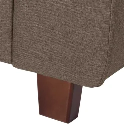 Eckcouch in Beigegrau mit Nussbaum - Abecra^Wohnen Discount