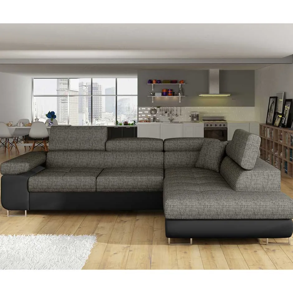 Eckcouch in Beigegrau und Schwarz - Itsuko^Wohnen Best