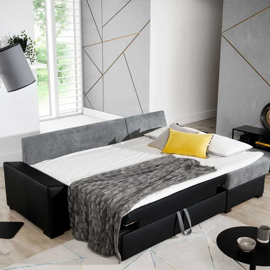 Wohnen Eckcouch in Magenta und Schwarz - Piratro