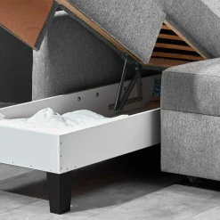 Eckcouch mit Bettfunktion in Silber Grau - Enzo^Wohnen Clearance