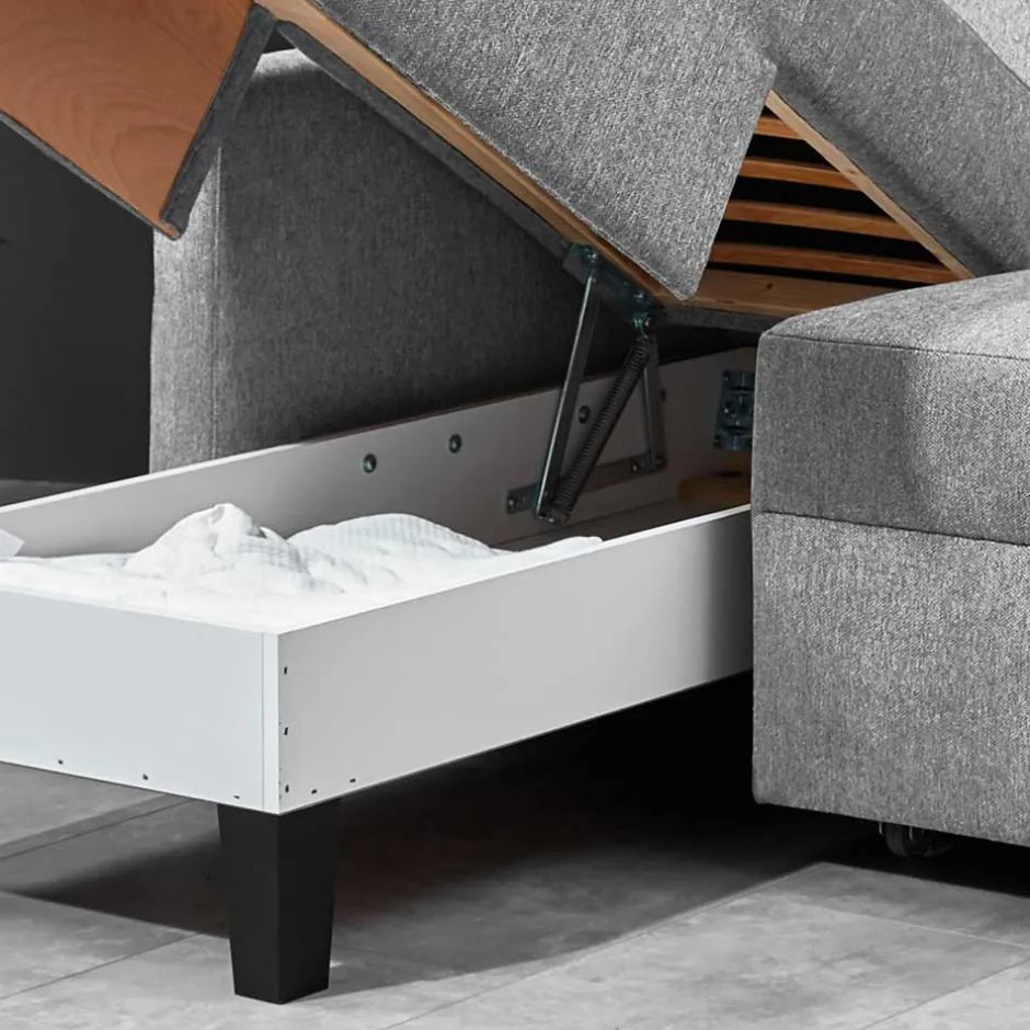 Eckcouch mit Bettfunktion in Silber Grau - Enzo^Wohnen Clearance