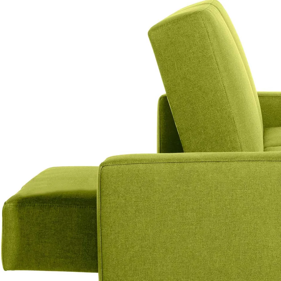 Wohnen Eck-Schlafcouch in Gelbgrün mit Chrom - Whity (zweiteilig)