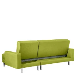 Wohnen Eck-Schlafcouch in Gelbgrün mit Chrom - Whity (zweiteilig)