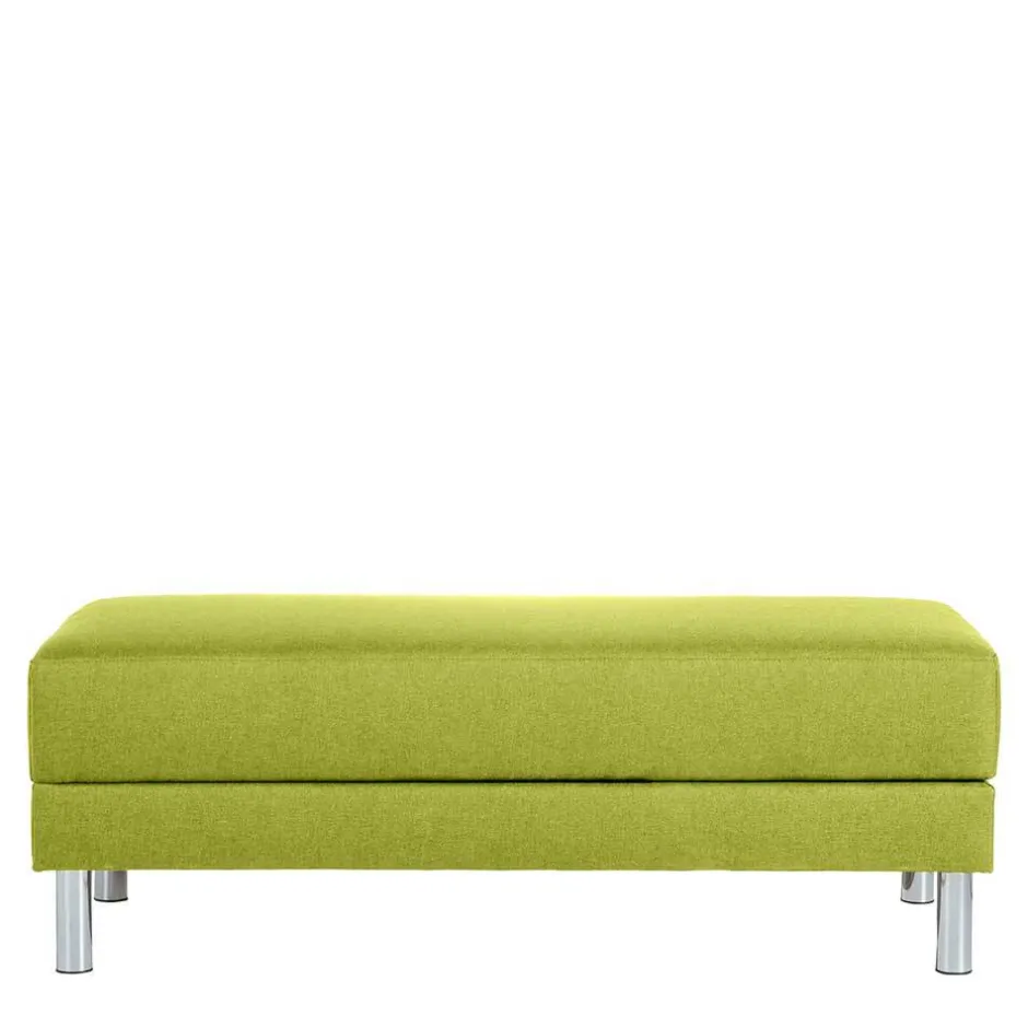 Wohnen Eck-Schlafcouch in Gelbgrün mit Chrom - Whity (zweiteilig)