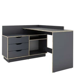 Kinder Wohnen Eckschreibtisch in Anthrazit - Latina