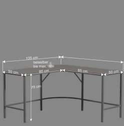 Eckschreibtisch in Hellgrau - Barossio^Wohnen Outlet