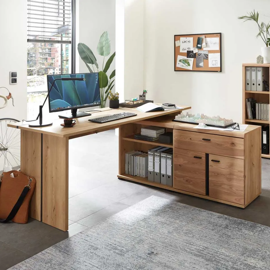 Wohnen Eckschreibtisch teilmassiv - Emly