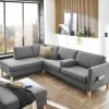 Ecksofa in Grau Stoff - Dreisitzer - Donnsai^Wohnen Outlet