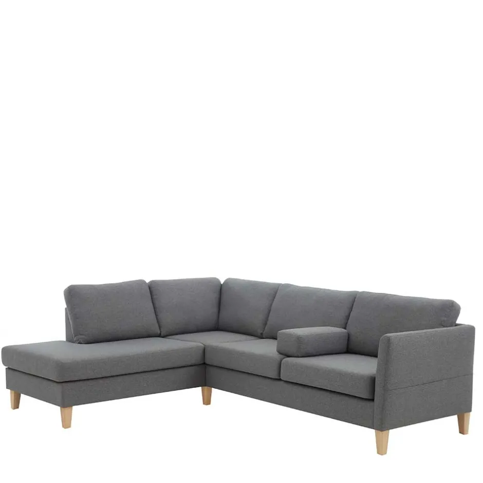 Ecksofa in Grau Stoff - Dreisitzer - Donnsai^Wohnen Outlet