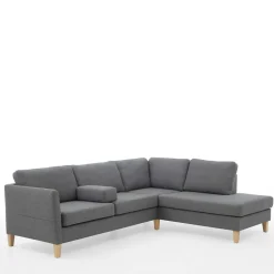 Ecksofa in Grau Stoff - Dreisitzer - Donnsai^Wohnen Outlet