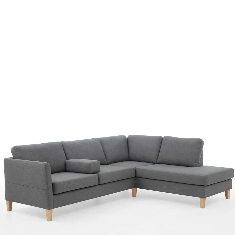 Ecksofa in Grau Stoff - Dreisitzer - Donnsai^Wohnen Outlet