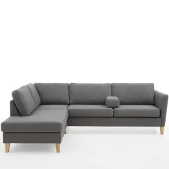 Ecksofa in Grau Stoff - Dreisitzer - Donnsai^Wohnen Outlet