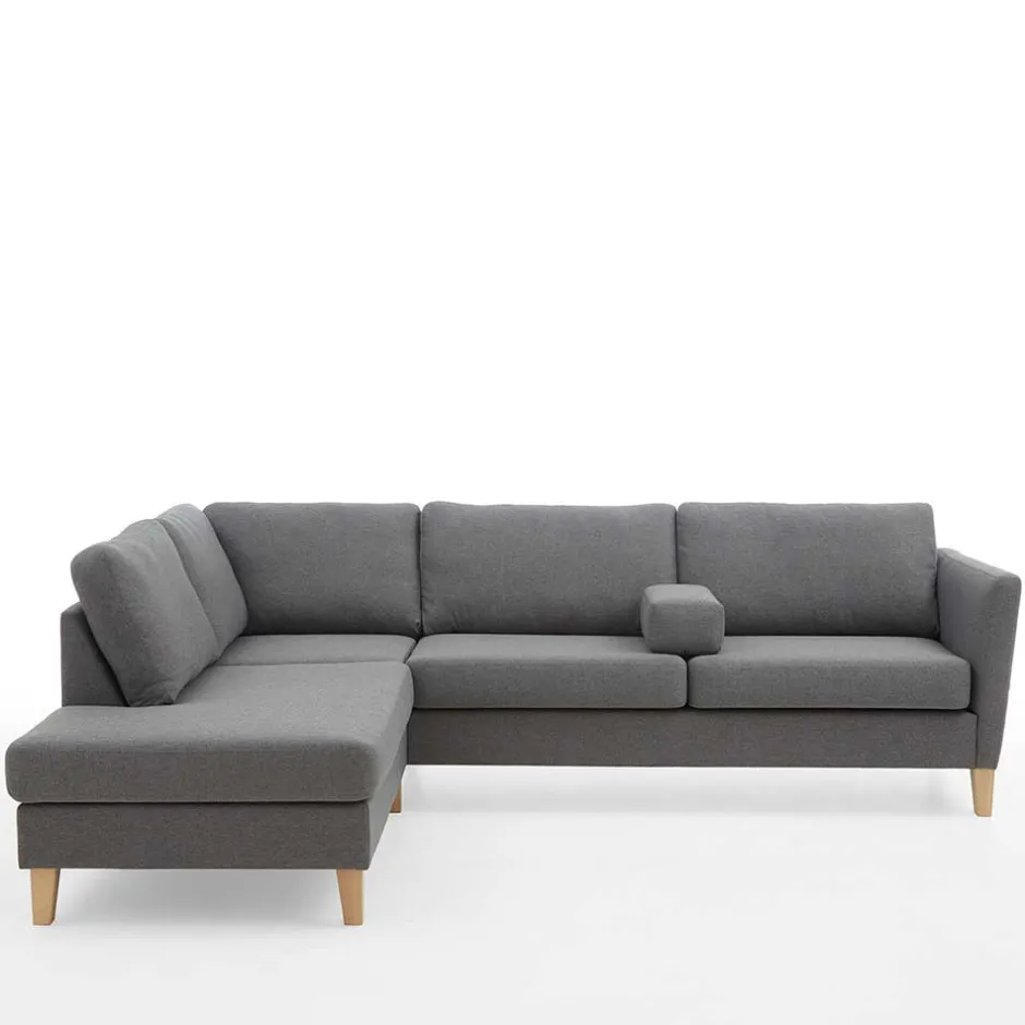 Ecksofa in Grau Stoff - Dreisitzer - Donnsai^Wohnen Outlet