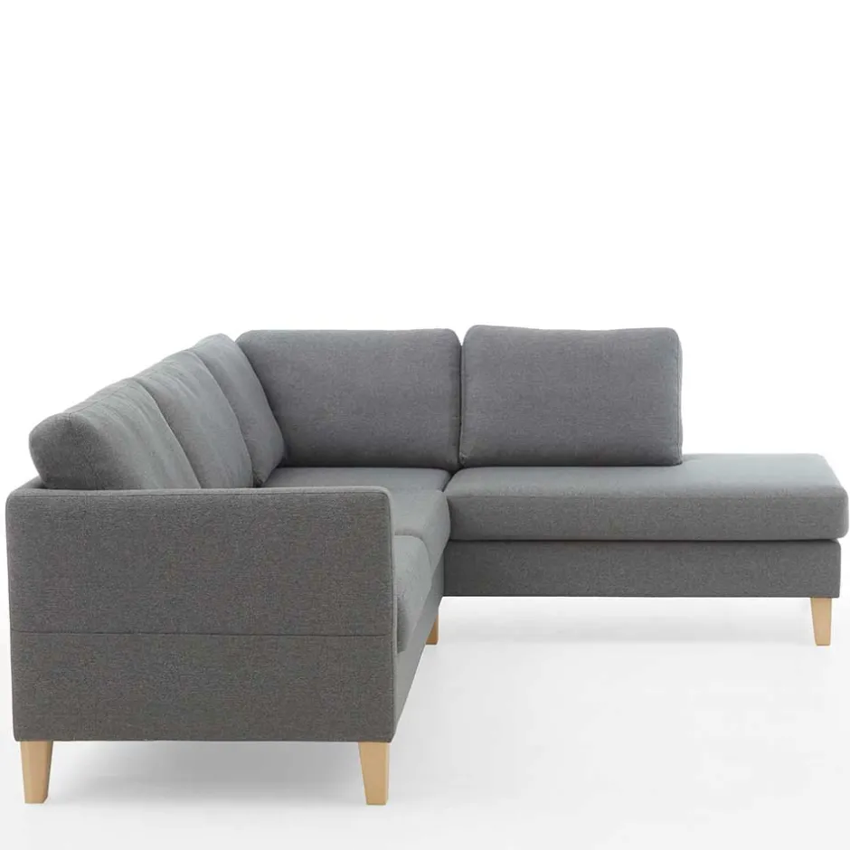 Ecksofa in Grau Stoff - Dreisitzer - Donnsai^Wohnen Outlet