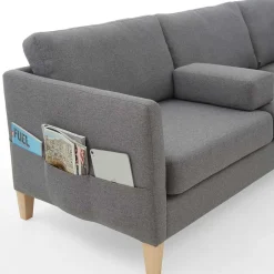 Ecksofa in Grau Stoff - Dreisitzer - Donnsai^Wohnen Outlet