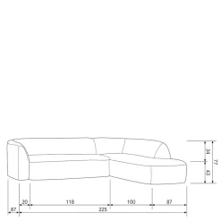 Ecksofa in Schwarzgrau Chenille - Barat^Wohnen Outlet