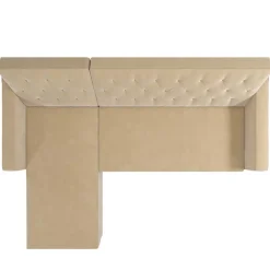 Wohnen Ecksofa mit Bettfunktion in Creme Samt - Mikolos