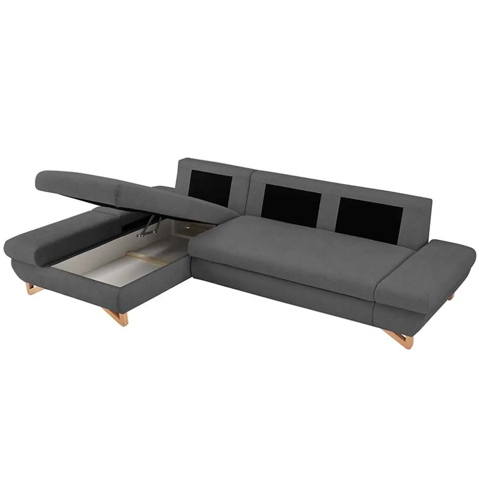 Ecksofa mit Bettfunktion in Anthrazit - Baonga^Wohnen New