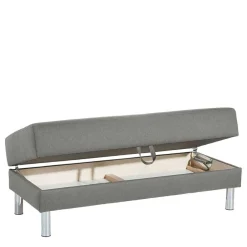 Wohnen Ecksofa mit Hocker in Hellgrau mit Chrom - Setians (zweiteilig)