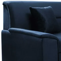 Wohnen Ecksofa mit Schlaffunktion in Blauschwarz Samtbezug - Lasalinas