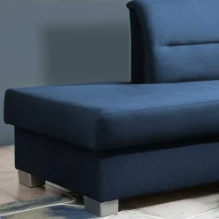 Wohnen Ecksofa mit Schlaffunktion in Blauschwarz Samtbezug - Lasalinas
