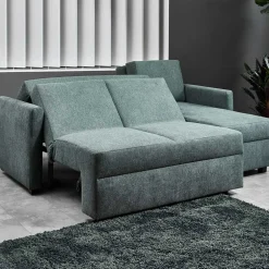Wohnen Ecksofa zum Ausziehen in Graugrün - Cestina