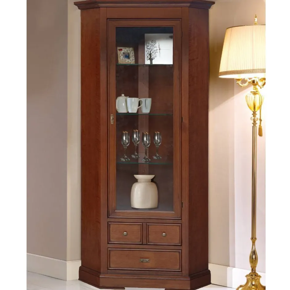 Eckvitrine in Walnussfarben Antik - Istefanio^Wohnen