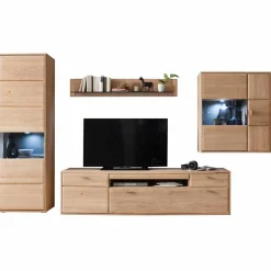 Edle Wohnwand in Eiche Bianco - Vernella (vierteilig)^Wohnen Outlet