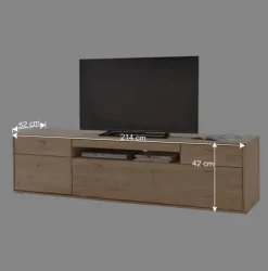 Edle Wohnwand in Eiche Bianco - Vernella (vierteilig)^Wohnen Outlet