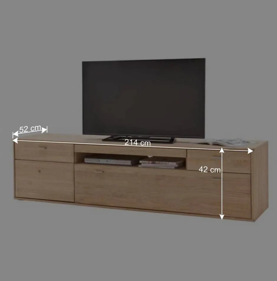 Edle Wohnwand in Eiche Bianco - Vernella (vierteilig)^Wohnen Outlet