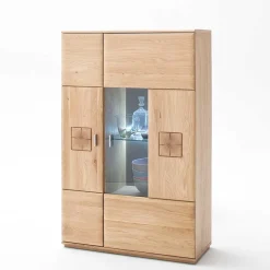 Wohnen Edle Wohnwand mit 320cm Breite Pontros in Eiche Bianco teilmassiv (vierteilig)