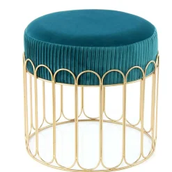 Edler Samthocker in Petrol & Gold - Ugian^Wohnen Outlet